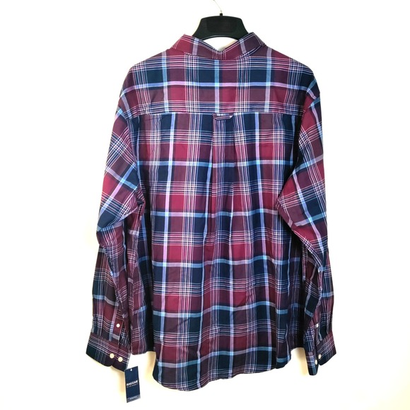 NWT Haggar Long Sleeve Button Stretch Men XXL Western Shirt Plaid Blue Dress Y2K - Picture 5 of 12